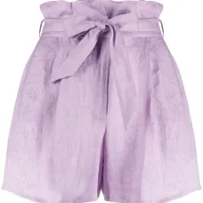 Льняные шорты с присборенной талией