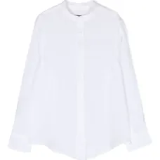 Рубашка с воротником-стойкой и вышитым логотипом