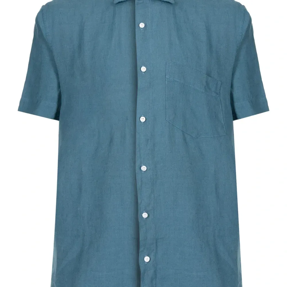 Льняная рубашка с короткими рукавами