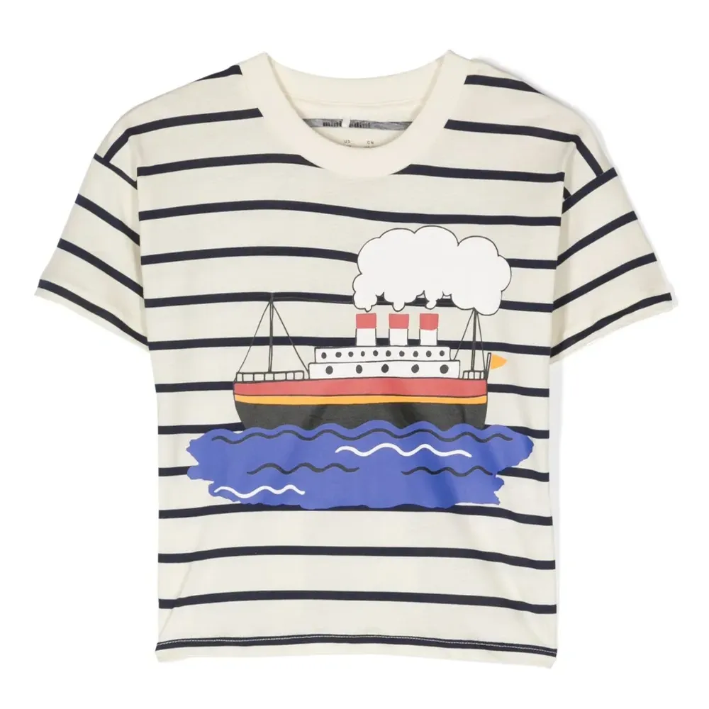 футболка с графичным принтом и полосками