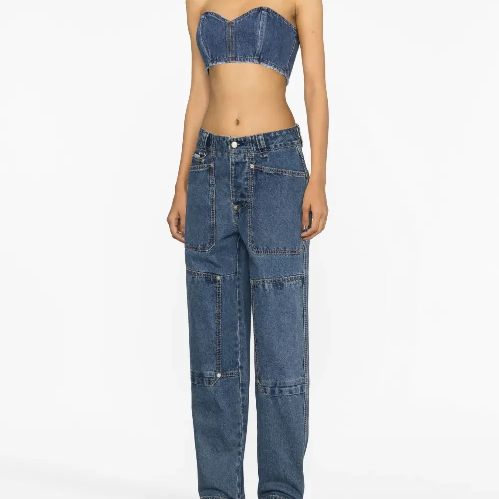 Укороченный джинсовый топ