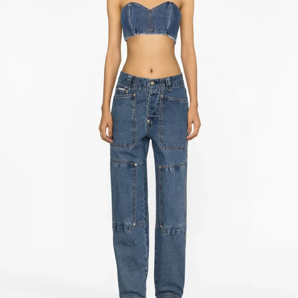 Укороченный джинсовый топ