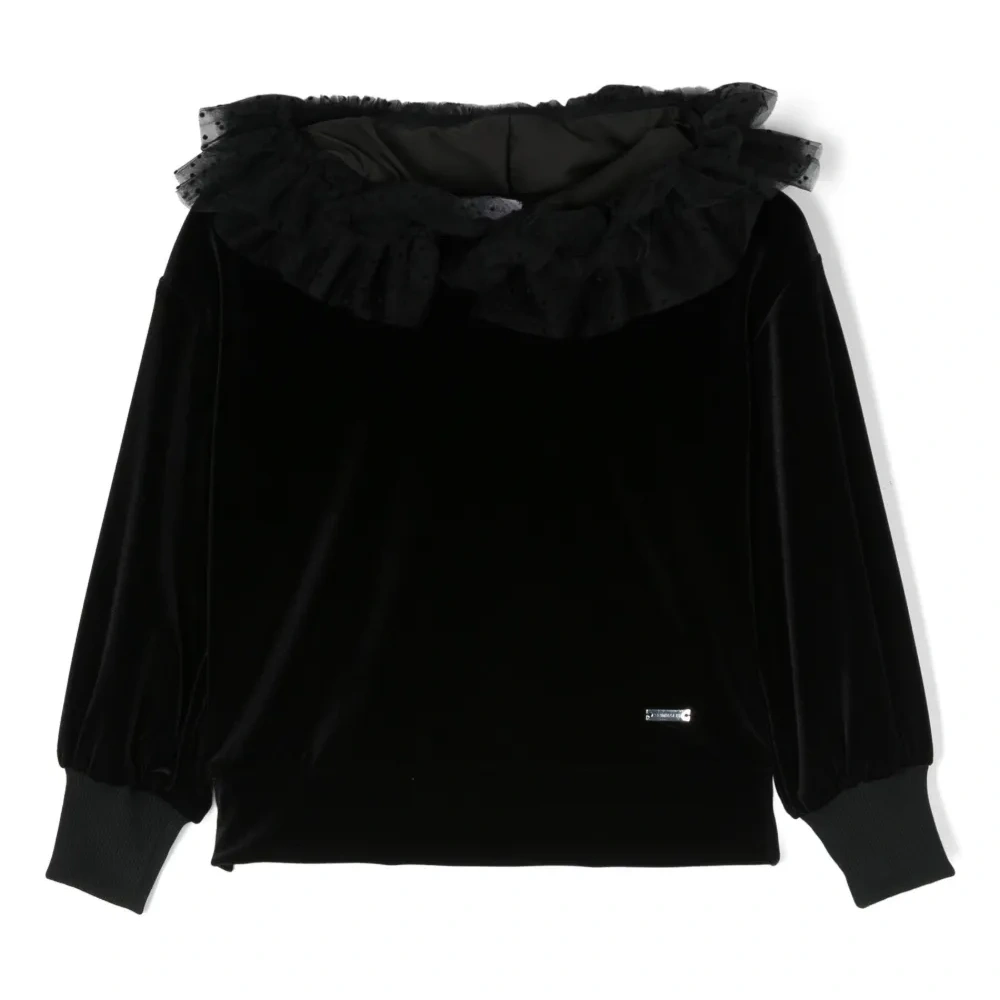 Бархатное худи с тюлем пуэн-деспри