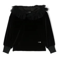 Бархатное худи с тюлем пуэн-деспри