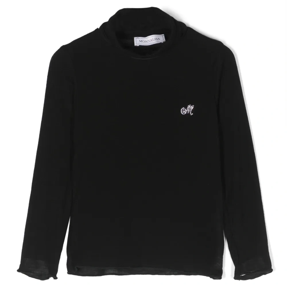 Футболка с логотипом и высоким воротником Футболка с логотипом и высоким воротником