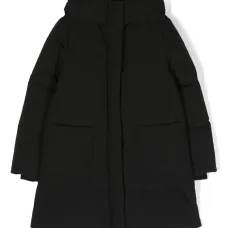 Пальто с капюшоном и вышитым логотипом