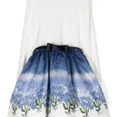 Платье с цветочным принтом и поясом