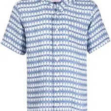 Льняная рубашка с графичным принтом