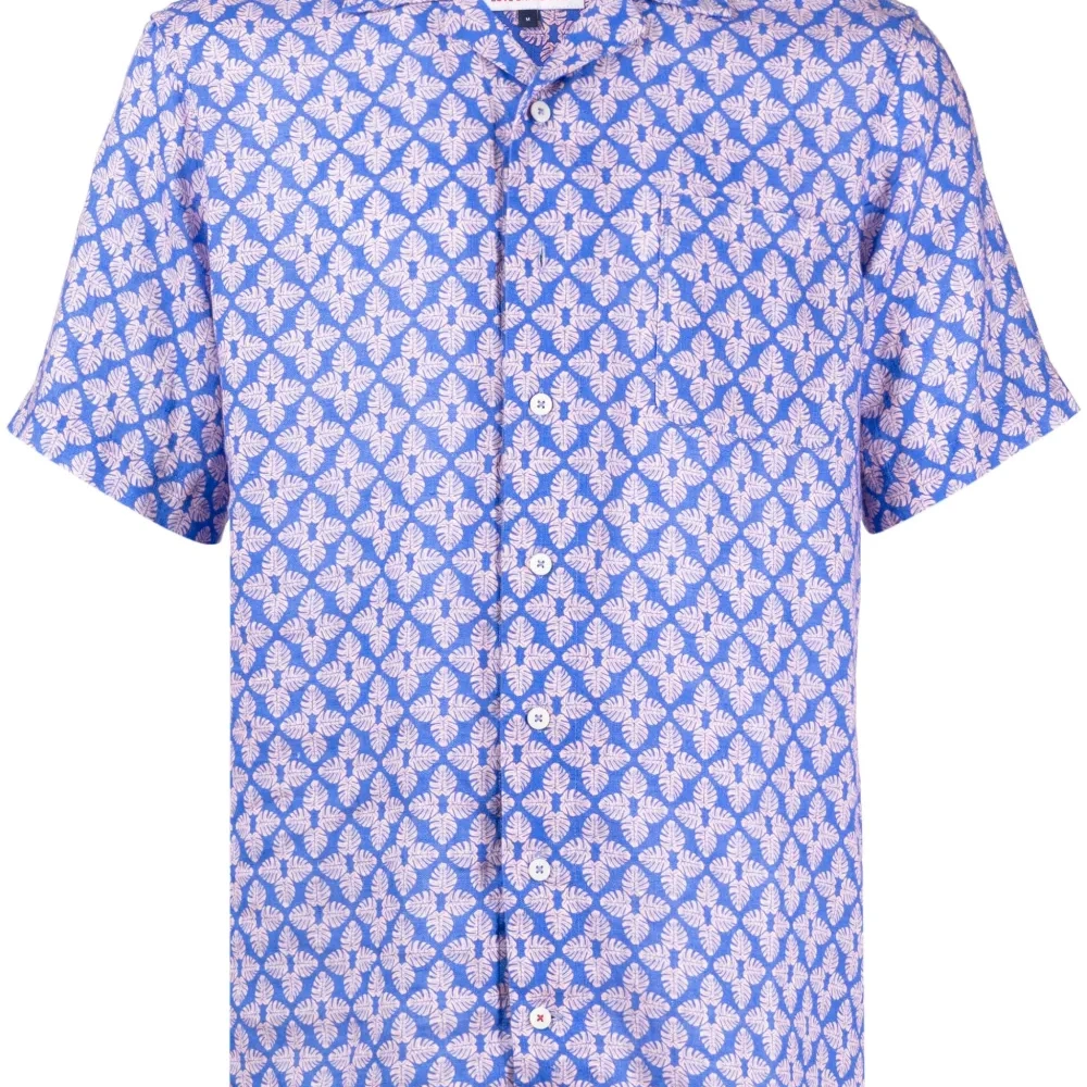 Льняная рубашка с графичным принтом