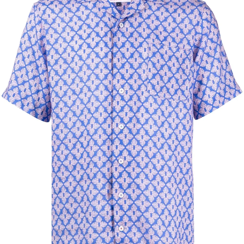 Льняная рубашка с графичным принтом