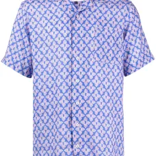 Льняная рубашка с графичным принтом