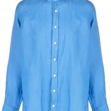 Льняная рубашка с вышитым логотипом