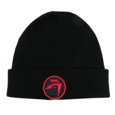 Шерстяная шапка бини с нашивкой-логотипом