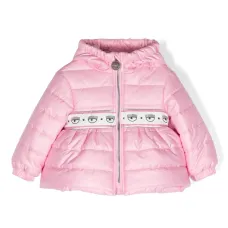 Пуховик с капюшоном и декором Eyelike