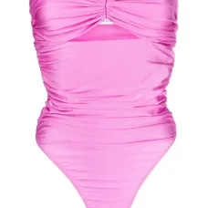 Слитный купальник без бретелей со сборками