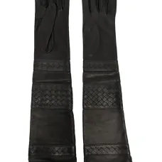 Длинные кожаные перчатки со вставками