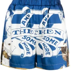 Атласные шорты с графичным принтом