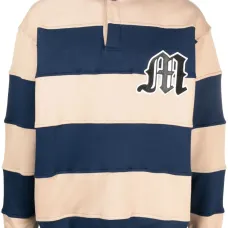 Полосатая толстовка с воротником поло и нашивкой-логотипом