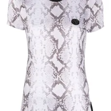 Топ со змеиным принтом и логотипом