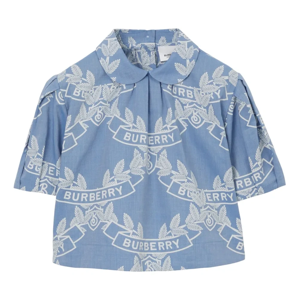 Блузка из ткани шамбре с принтом