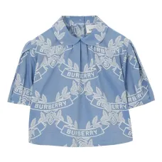 Блузка из ткани шамбре с принтом