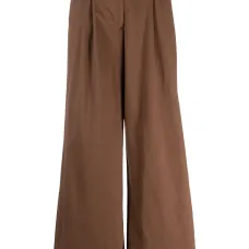Wide-leg cotton trousers