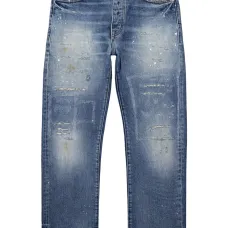 Прямые джинсы с эффектом потертости