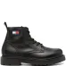 Logo-patch lace-up leather boots