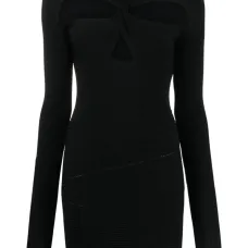 Платье мини в рубчик с вырезами