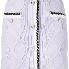 Юбка мини фактурной вязки с контрастной отделкой