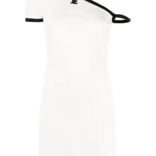 Платье мини асимметричного кроя с нашивкой-логотипом