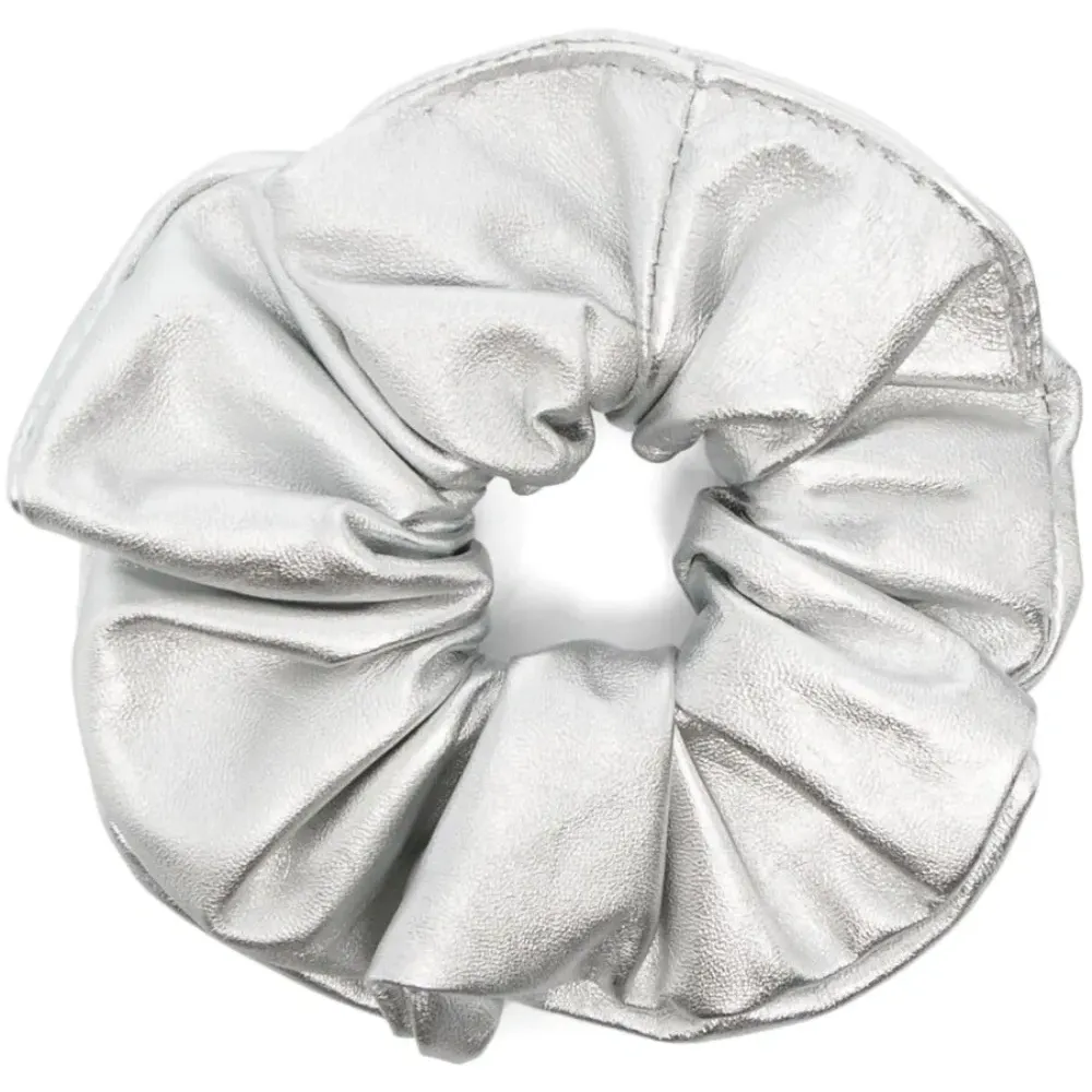 Кожаная резинка для волос с эффектом металлик