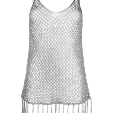 Топ рыхлой вязки с бахромой