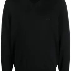 Джемпер с V-образным вырезом и вышитым логотипом