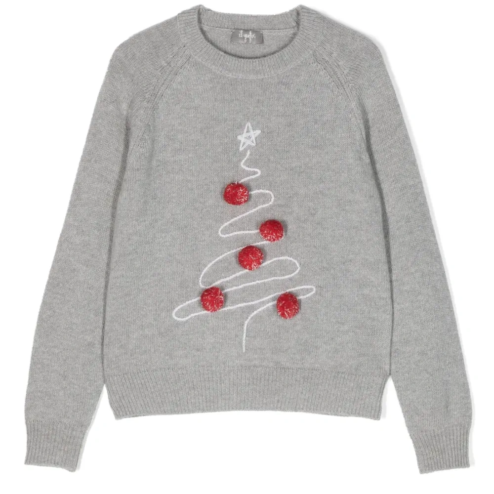 Шерстяная толстовка с принтом и помпонами