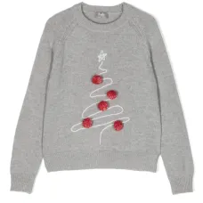 Шерстяная толстовка с принтом и помпонами