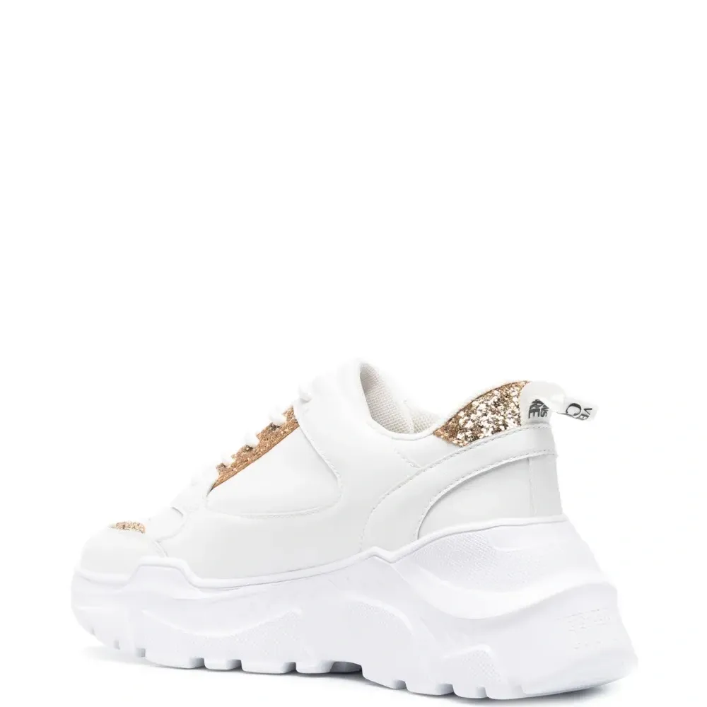 Кроссовки с блестками и нашивкой-логотипом