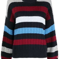 Полосатый джемпер фактурной вязки