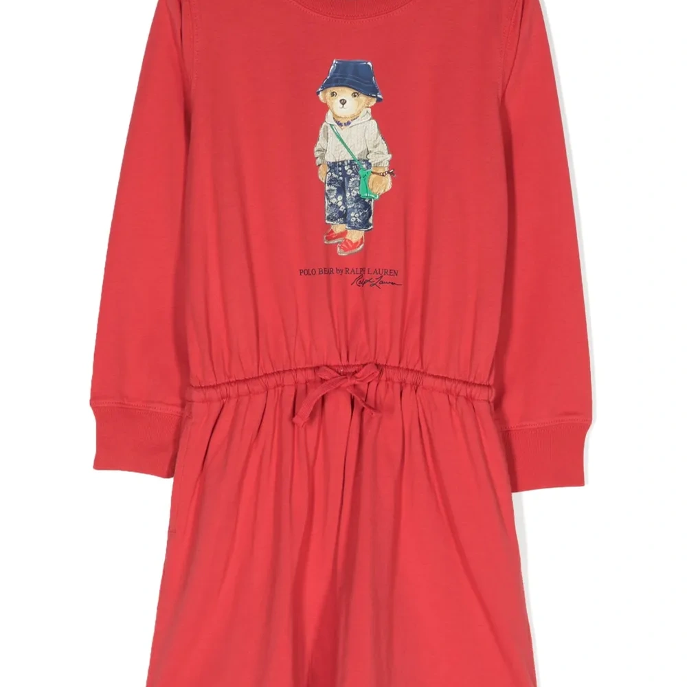 Короткое платье с принтом Polo Bear и кулиской