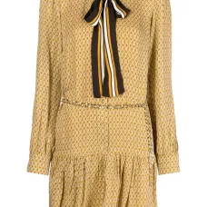 Платье миди с поясом и узором