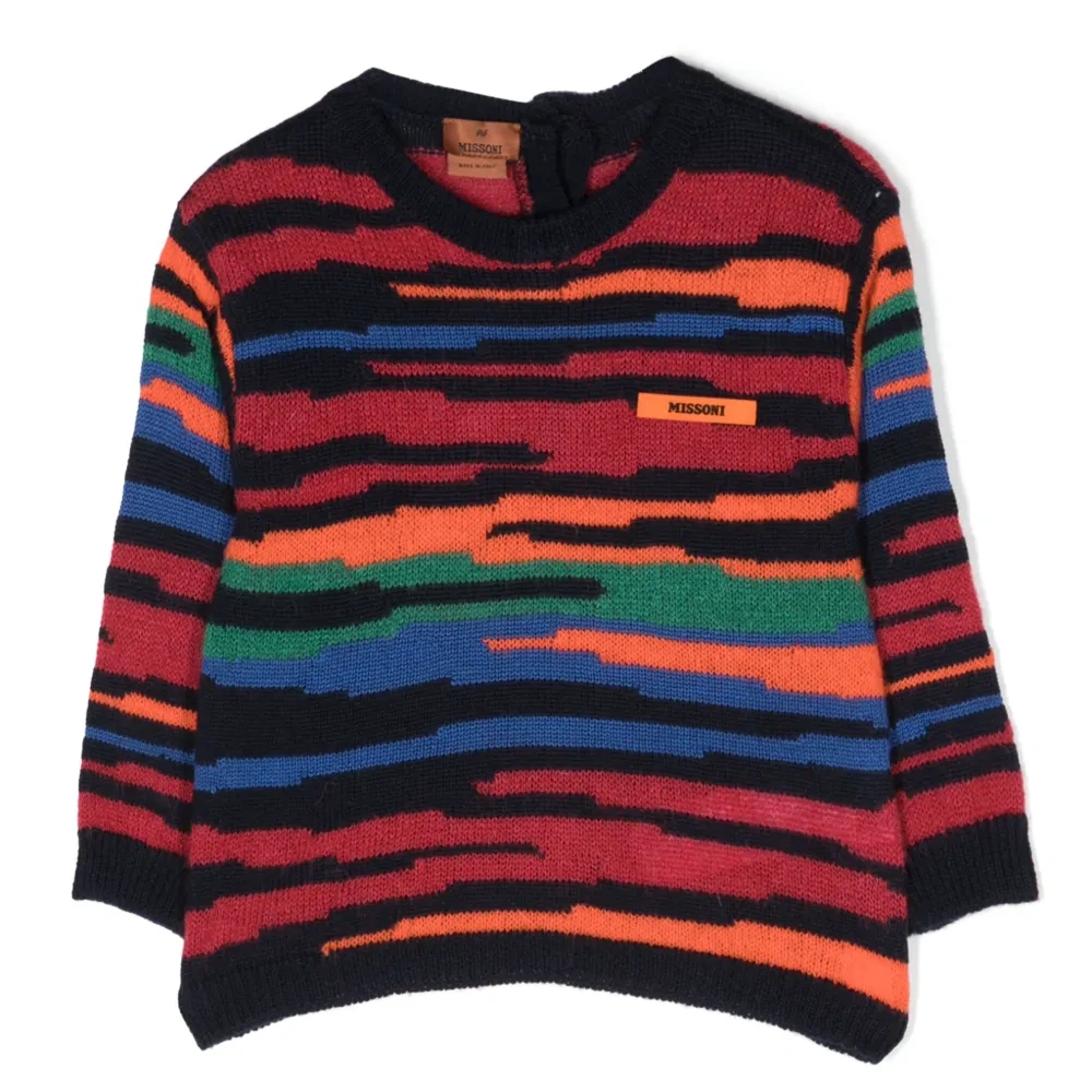 Logo-patch intarsia-knit jumper