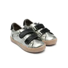 Кроссовки на липучках с эффектом металлик