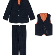 Клетчатый костюм-тройка с однобортным пиджаком