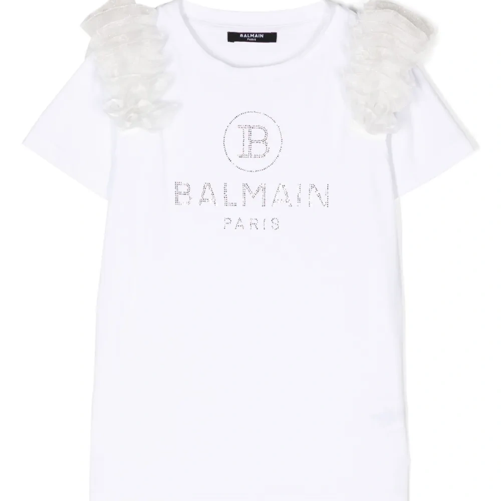 Футболка с цветочной аппликацией и логотипом