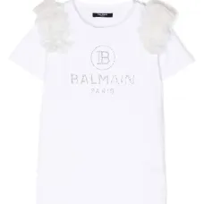 Футболка с цветочной аппликацией и логотипом