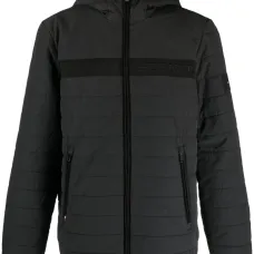 Пуховик с капюшоном и вышитым логотипом