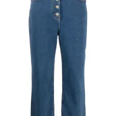 Укороченные джинсы широкого кроя Укороченные джинсы широкого кроя