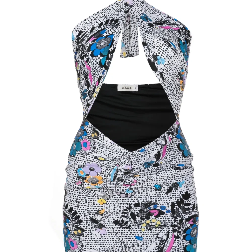 Платье с вырезом халтер с графичным принтом