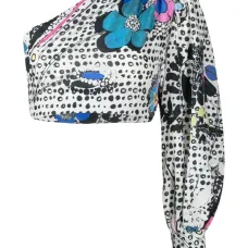 Топ на одно плечо с графичным принтом Топ на одно плечо с графичным принтом