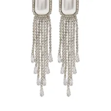 Серебряные серьги-подвески с кристаллами